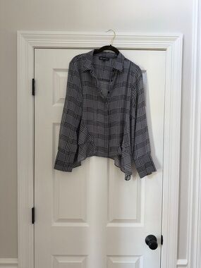 Classic black white checker blouse with unique details